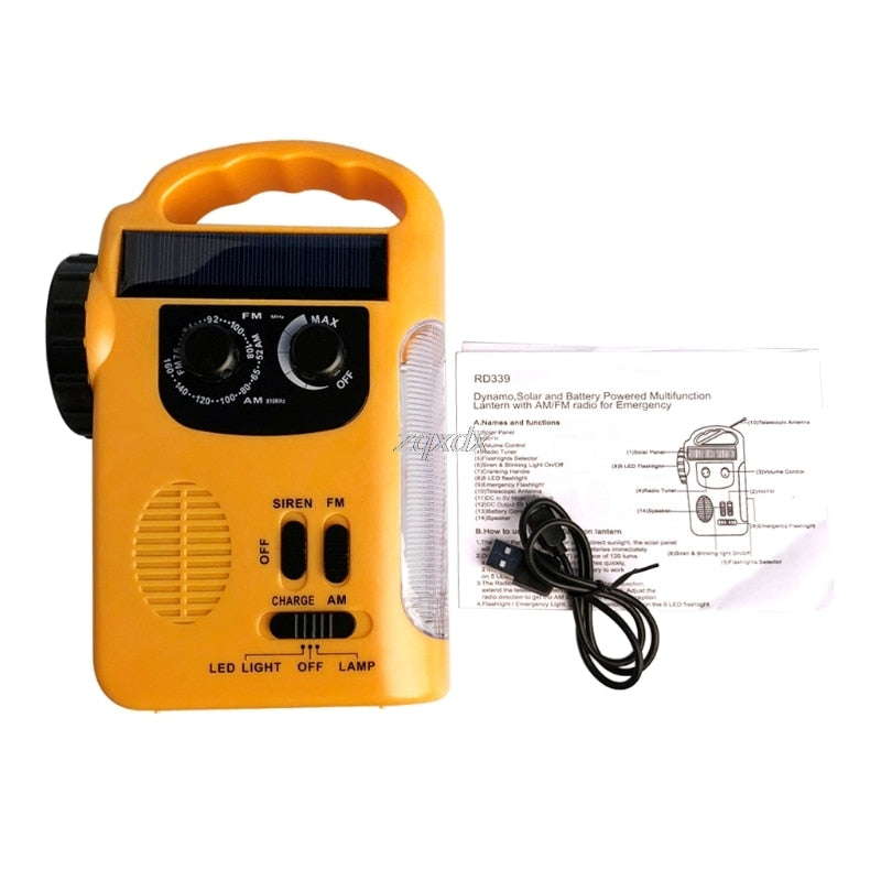 Hand Crank Solar Power Bank with LED Lamp