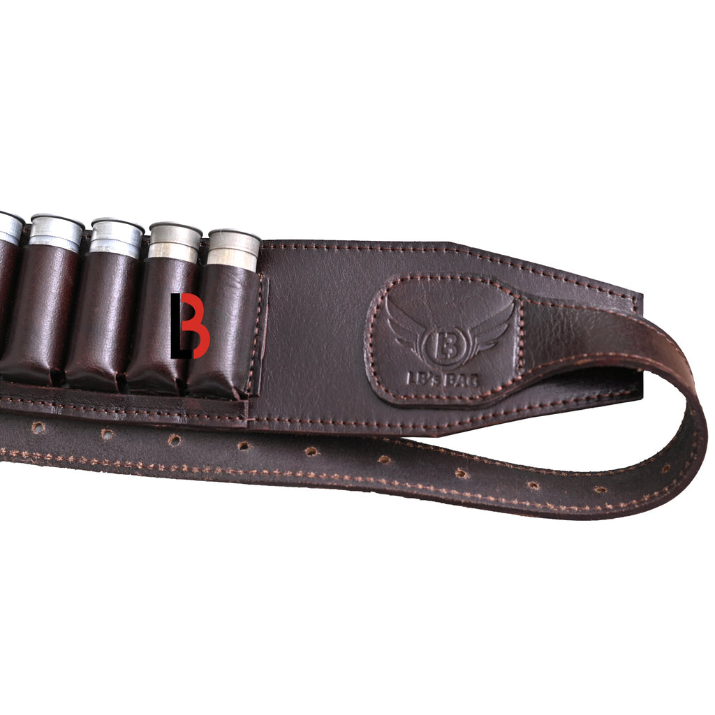 Cowhide Leather Shotshell Bandolier Belt 20-Shell Ammunition Carrier | Hunting Shell Holder