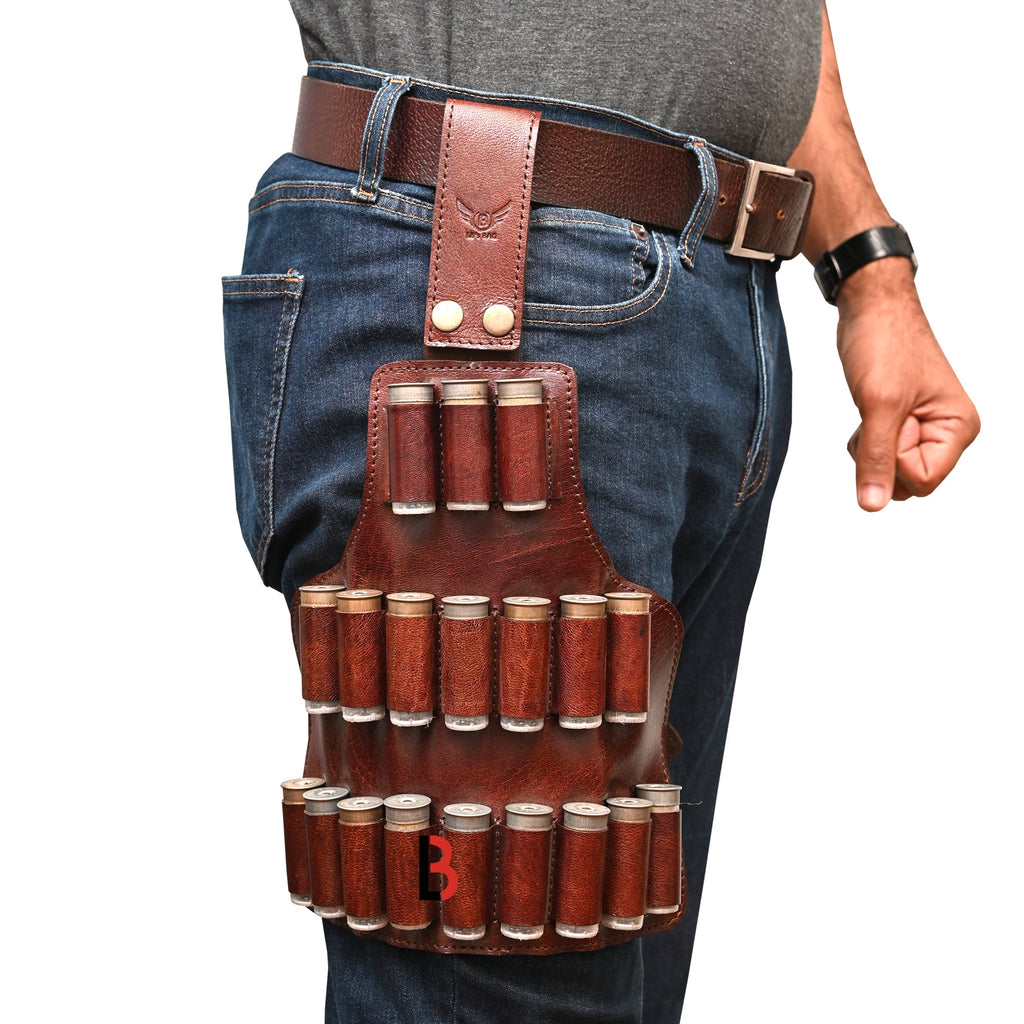 Cowhide Leather Cartridge Holder Leg Belt