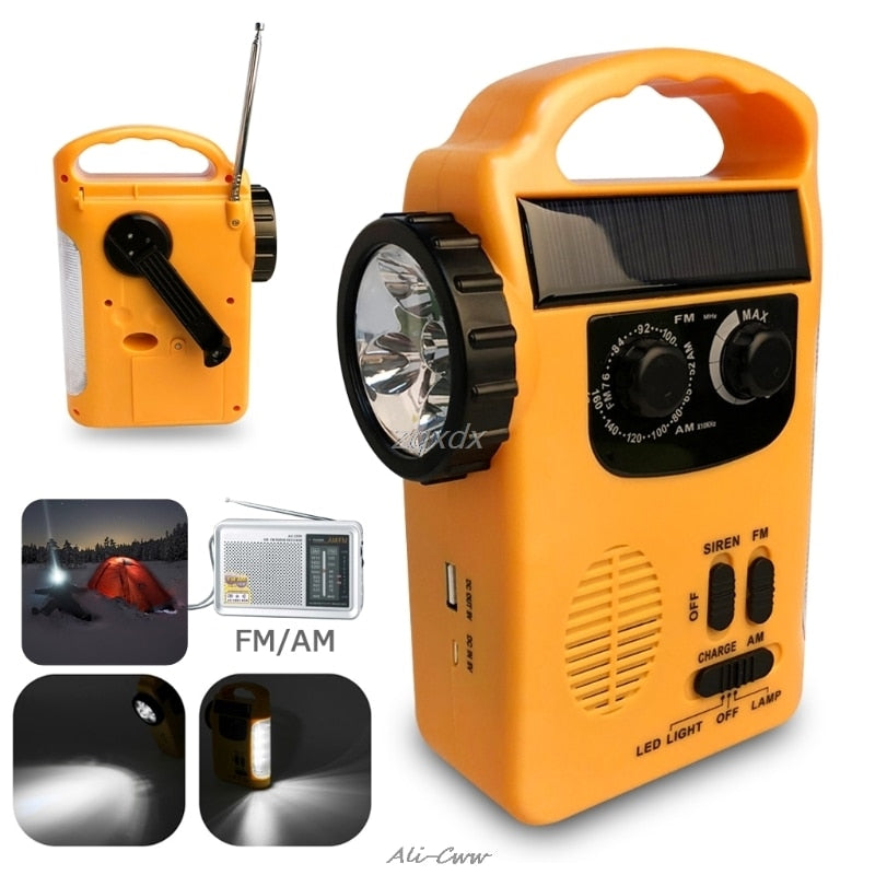 Hand Crank Solar Power Bank with LED Lamp