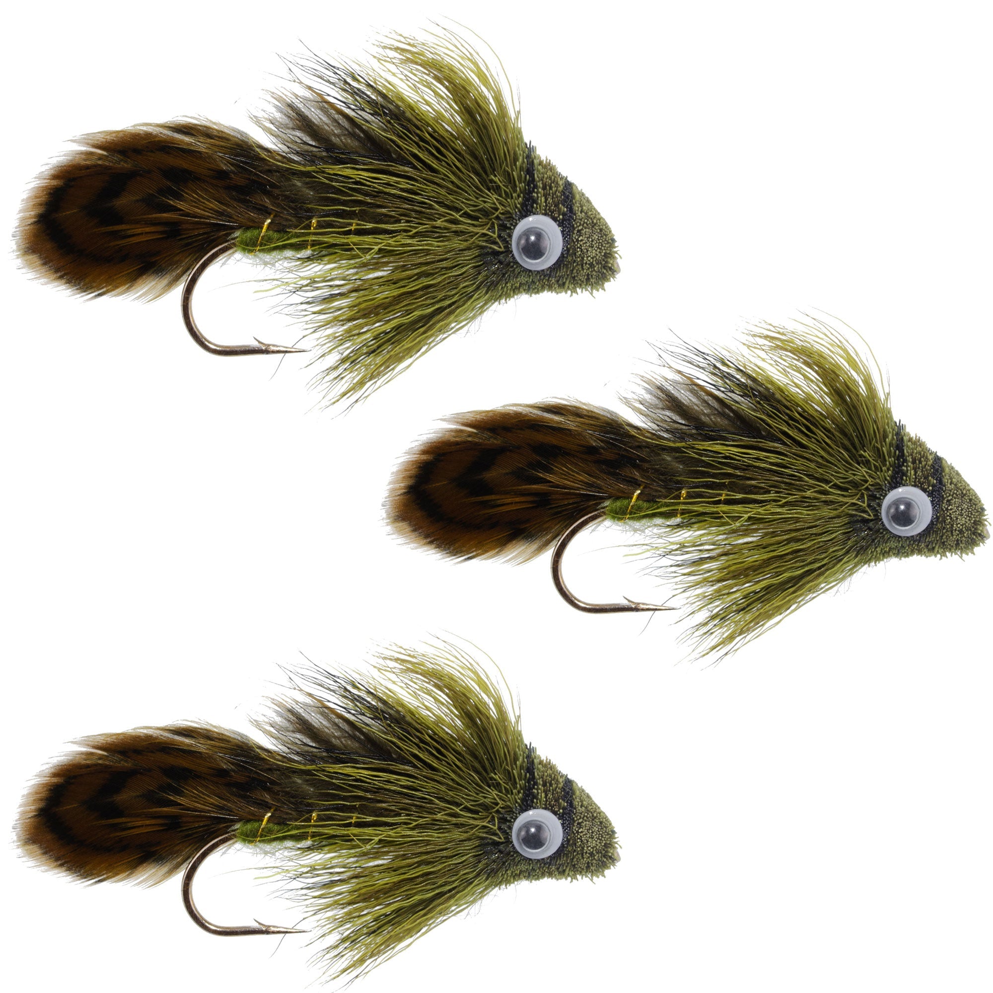 Big Eye Olive Sculpin Streamer Flies - 3 pck