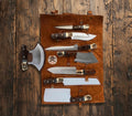 Hand-Forged Chef & Hunting Knives with Leather Roll