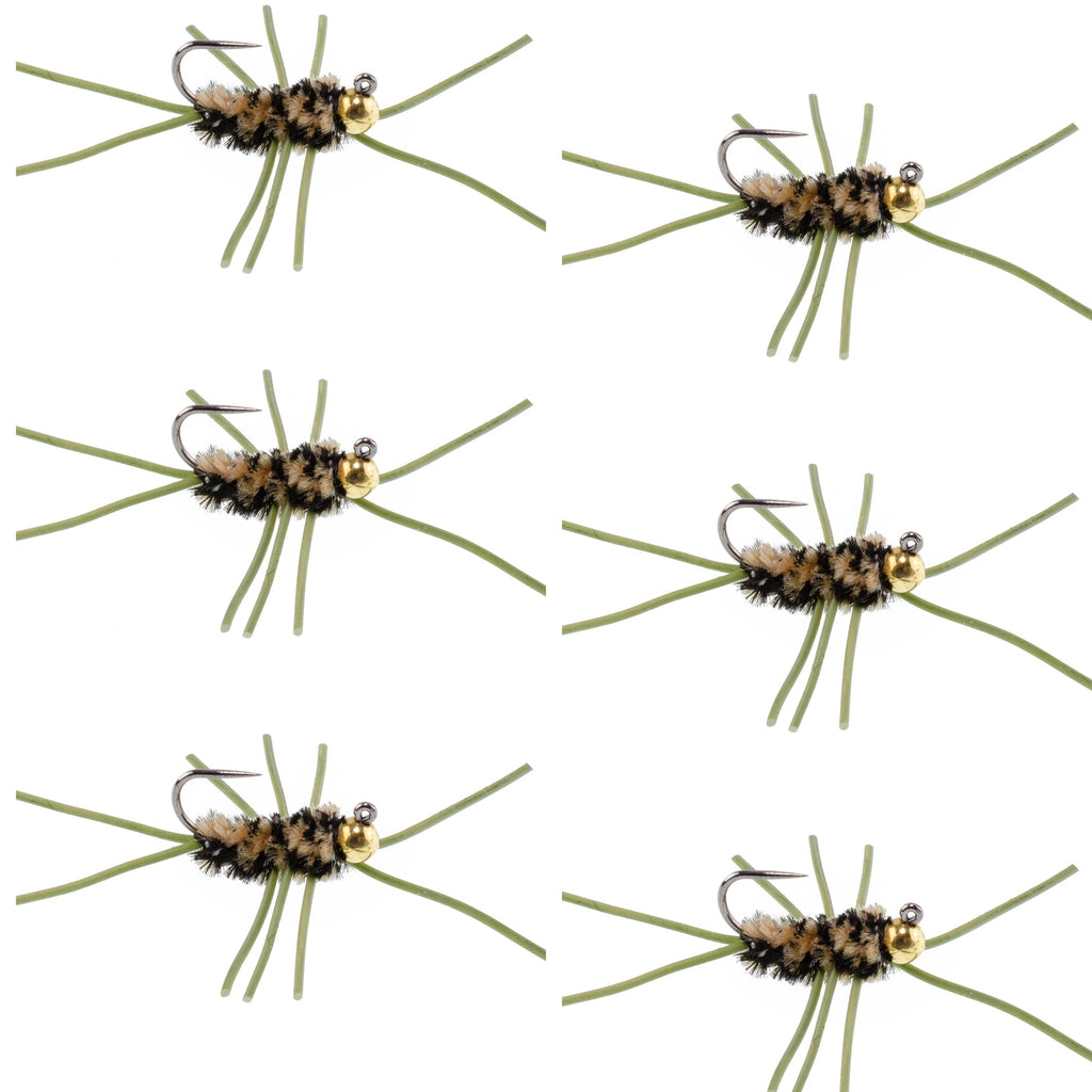 Tungsten Bead Jigged  Coffee/Black Euro Nymph  - Set of 6