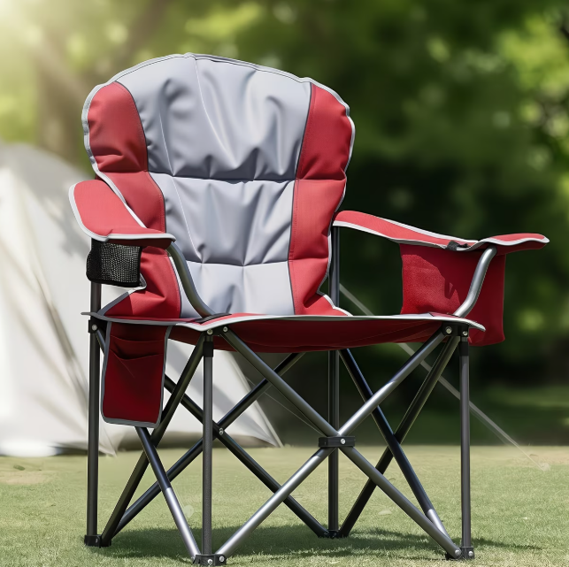 Heavy Duty Folding Camping Chair w/ Cup Holder & Cooler Bag