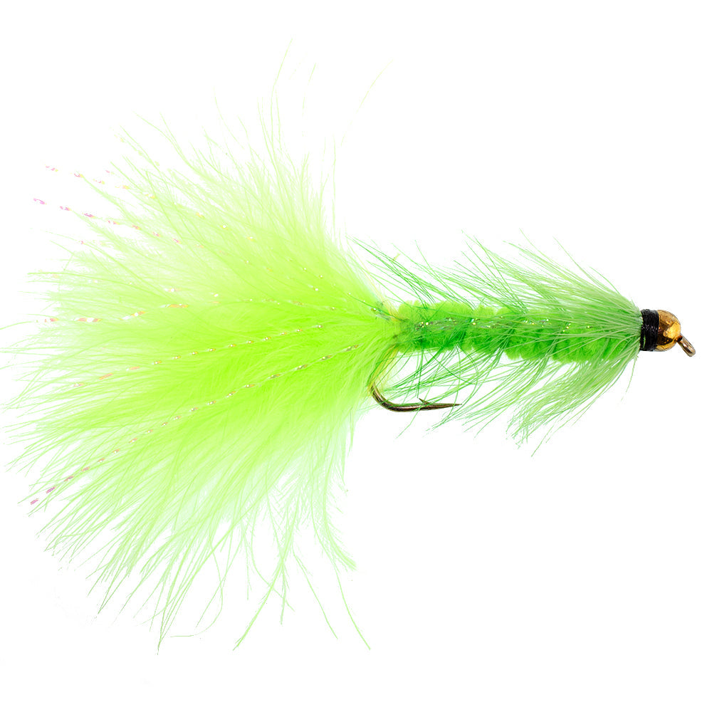 Chartreuse Bead Head Crystal Woolly Bugger Streamer Fly