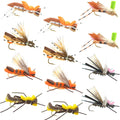 12 Flies - 2 Each of 6 Grasshopper Dropper Hopper with Fly Box