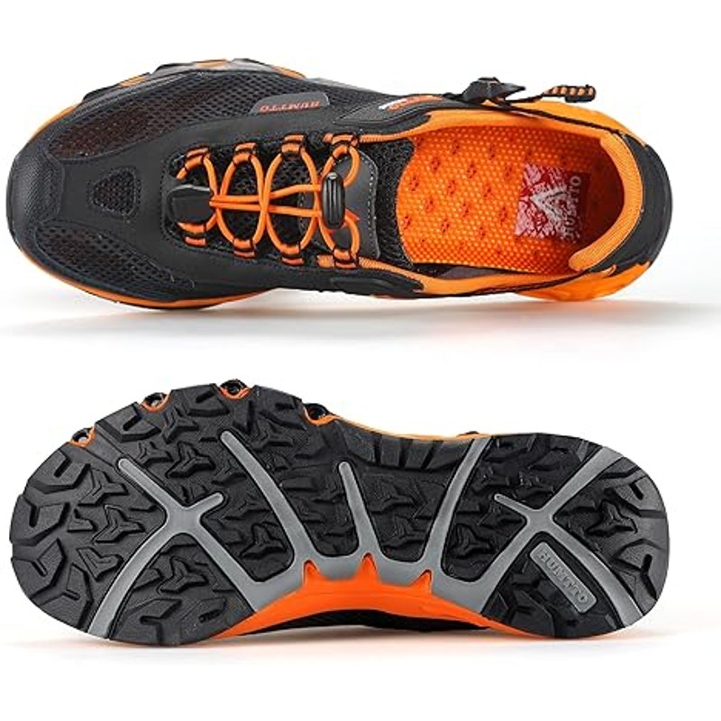 Mens Black Orange Amphibious Hiking Shoes