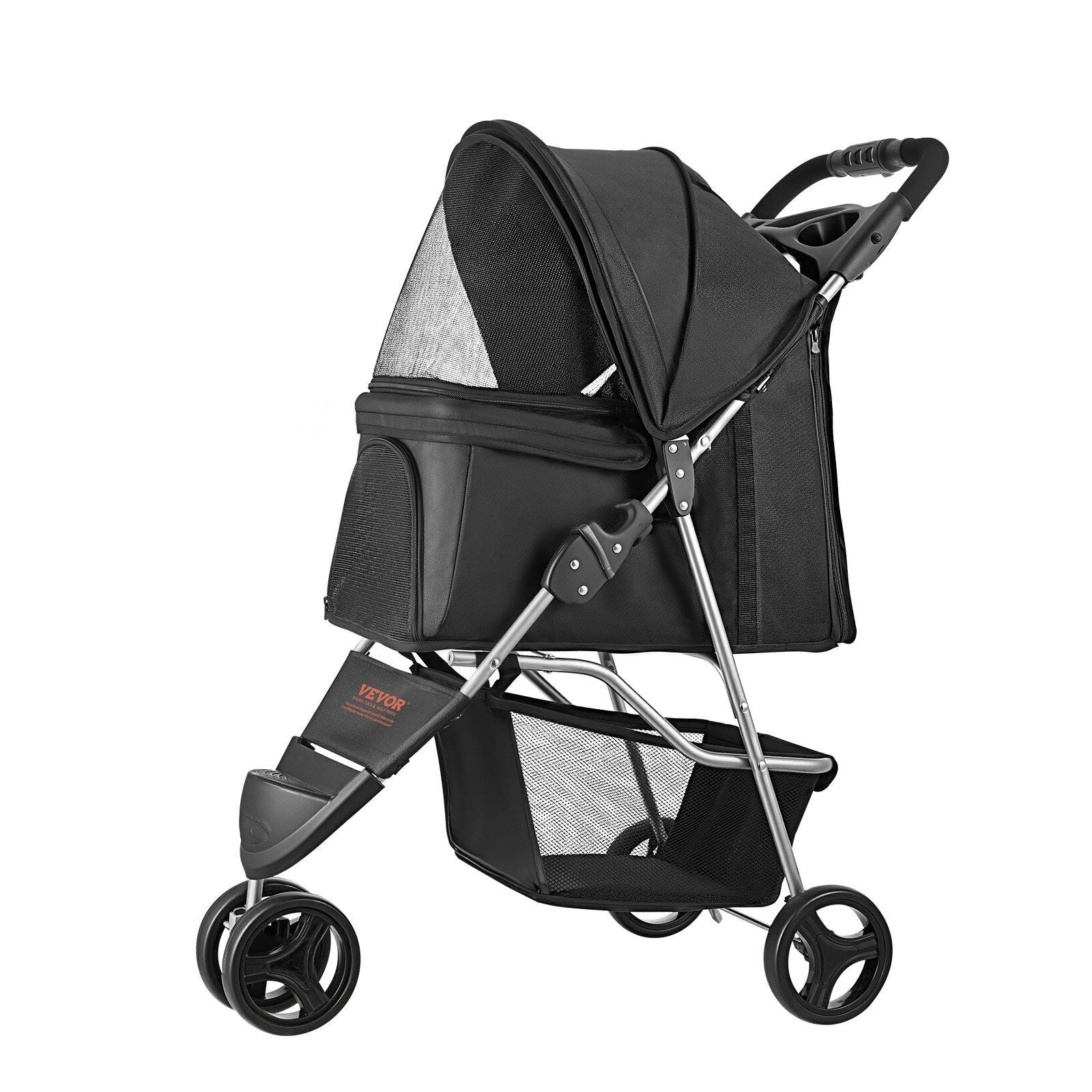 Foldable 3 Wheels Dog Stroller with Brake up to 35lbs