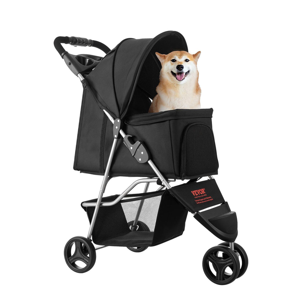 Foldable 3 Wheels Dog Stroller with Brake up to 35lbs