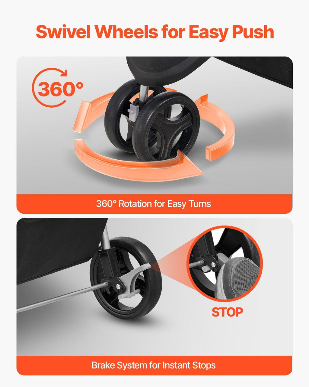 Foldable 3 Wheels Dog Stroller with Brake up to 35lbs