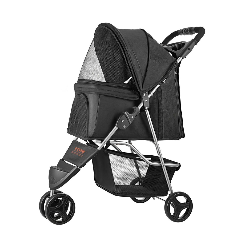 Foldable 3 Wheels Dog Stroller with Brake up to 35lbs
