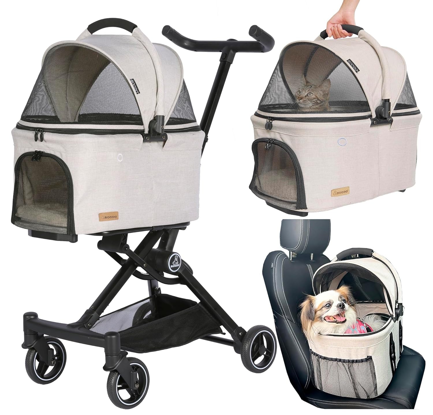 3 in 1 Pet Stroller Detachable Carrier Foldable 30lb
