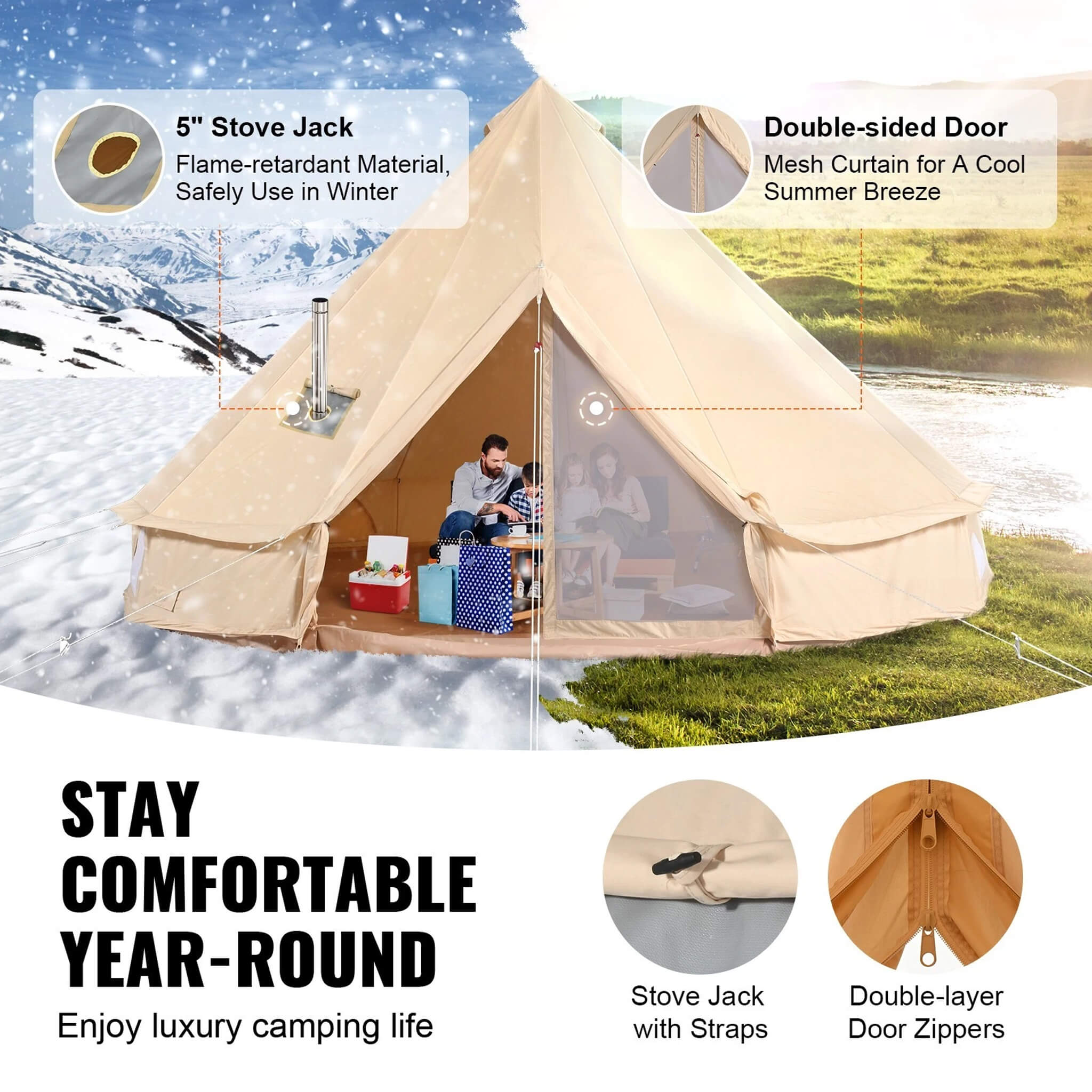Canvas Yurt Tent With Stove Jack