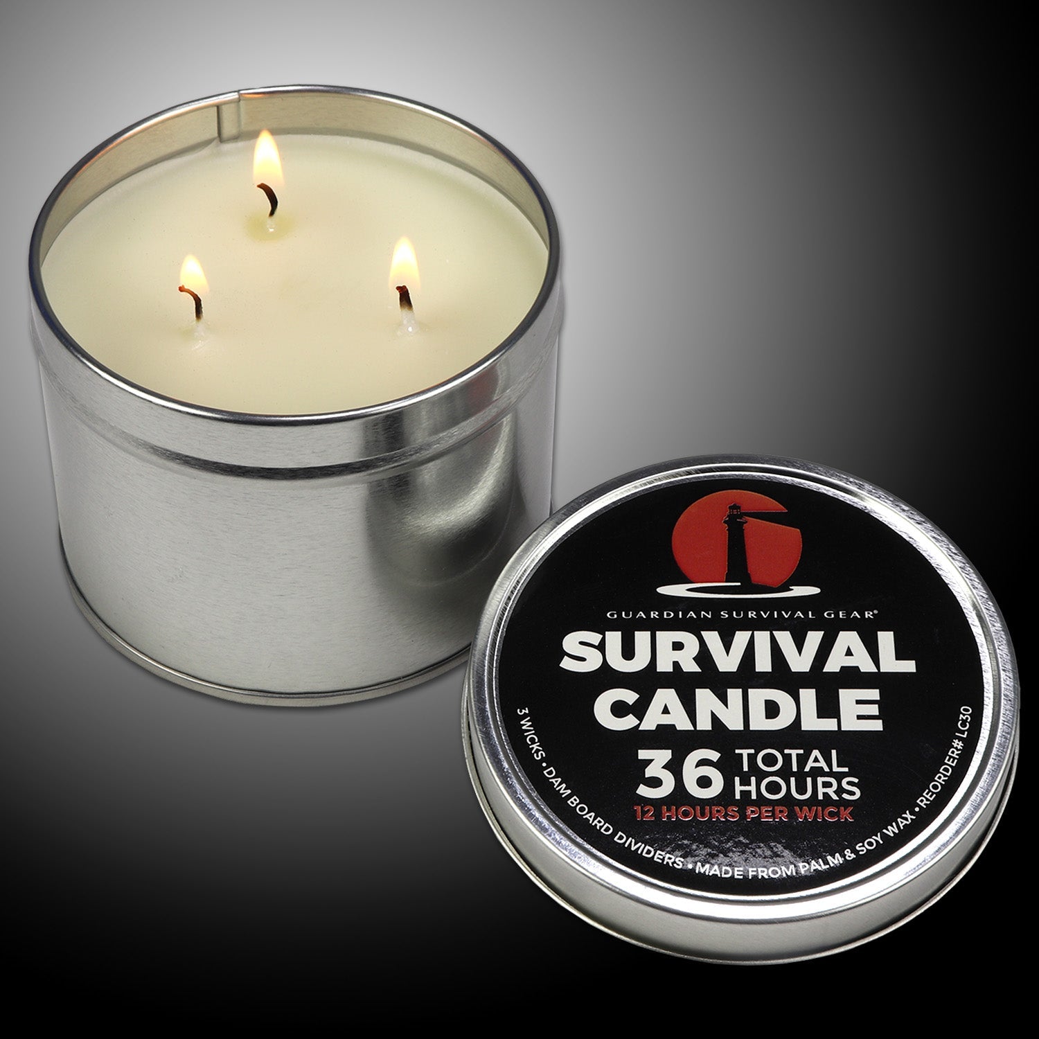 3-Wick 36-Hour Emergency Survival Candle