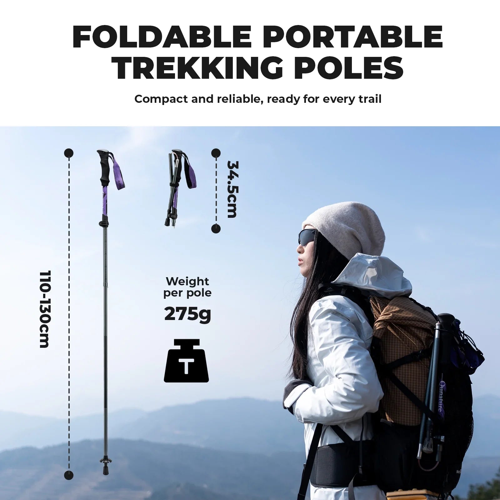 Adjustable Height and Grip Trekking Pole